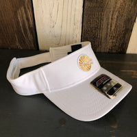Hermosa Beach CLASSIC MINI LOGO Sun Visor Cool Comfort Performance Polyester Cool Mesh - White