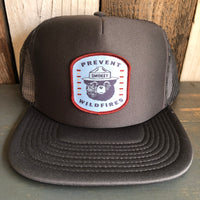 Smokey Bear...Prevent Wildfires Trucker Hat - Charcoal Grey (Flat Brim)
