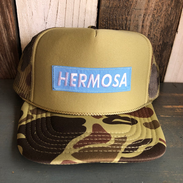 Hermosa Beach BLUE SUPREME HERMOSA Trucker Hat - CAMOUFLAGE Green/Light Loden/Green