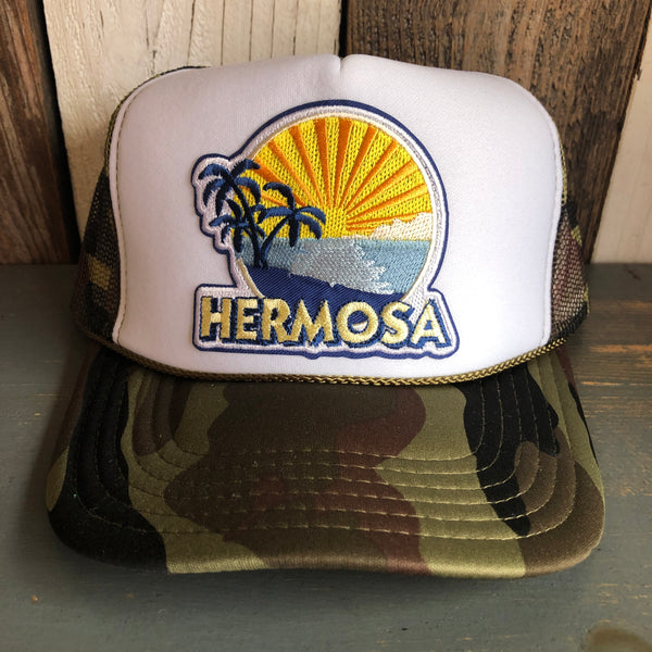 Hermosa Beach FIESTA Trucker Hat - CAMOUFLAGE Khaki/Brown/Light Olive/White Green/White