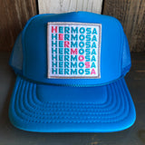 Hermosa Beach OCEAN DRIVE Trucker Hat - Neon Blue