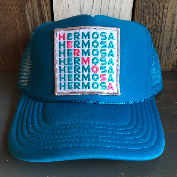 Hermosa Beach OCEAN DRIVE High Crown Trucker Hat - Turquoise Blue