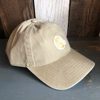 Hermosa Beach MINI CLASSIC LOGO - 6 Panel Low Profile Style Dad Hat with Velcro Closure - Khaki