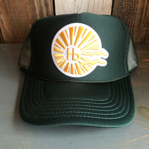 Hermosa Beach CLASSIC LOGO High Crown Trucker Hat - Dark Green