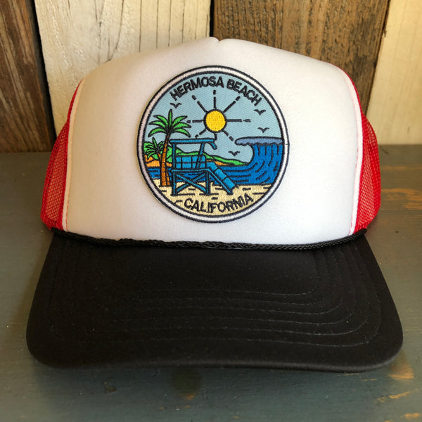 Hermosa Beach SHOREFRONT Trucker Hat - Red/White/Black