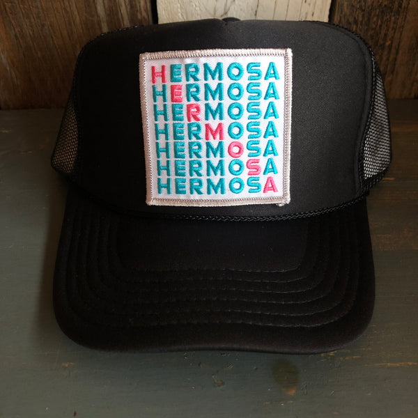 Hermosa Beach OCEAN DRIVE High Crown Trucker Hat - Black (Curved Brim)