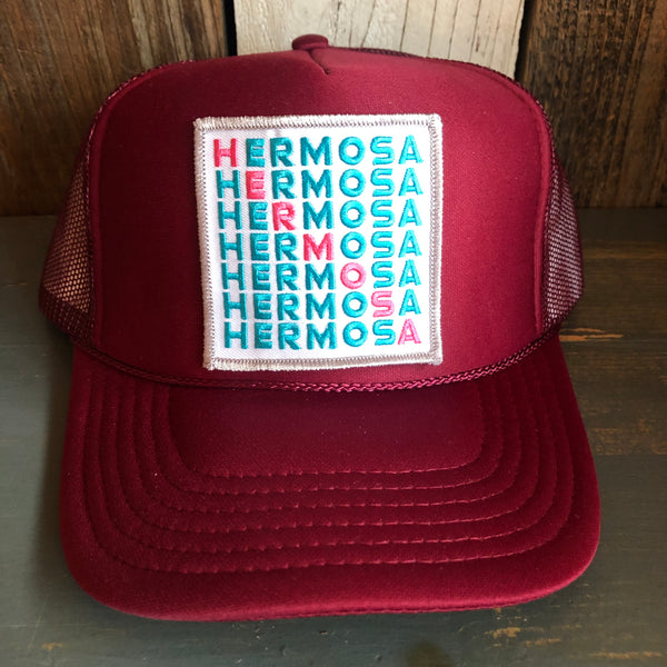 Hermosa Beach OCEAN DRIVE High Crown Trucker Hat - Burgundy Maroon
