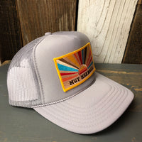 Hermosa Beach MUY HERMOSA High Crown Trucker Hat - Grey (Curved Brim)