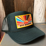 Hermosa Beach MUY HERMOSA High Crown Trucker Hat - Dark Green