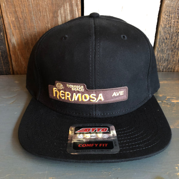 Hermosa Beach HERMOSA AVE "OTTO COMFY FIT" 6 Panel Mid Profile Snapback Hat - Black