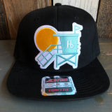 Hermosa Beach LIFEGUARD TOWER "OTTO COMFY FIT" 6 Panel Mid Profile Snapback Hat - Black