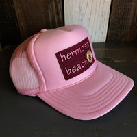 Hermosa Beach WELCOME SIGN High Crown Trucker Hat - Pink