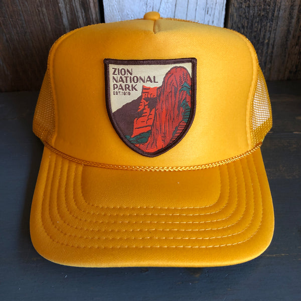 ZION NATIONAL PARK Est. 1919 High Crown Trucker Hat - Gold