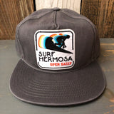 SURF HERMOSA :: OPEN DAILY - 5 Panel Low Profile Style Dad Hat - Charcoal Grey