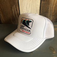 Hermosa Beach SURF HERMOSA :: OPEN DAILY High Crown Trucker Hat - White