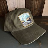 Yellowstone National Park 6 Panel Low Profile Style Dad Hat - Olive Green