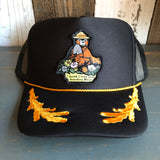 I THINK I LOVE YOU, SMOKEY BEAR Trucker Hat - 5 Panel High Crown Mesh Back CAPTAIN Trucker Hat- Black/Gold