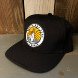 SOUTH BAY SURF (Multi Colored Patch) 6 Panel Wool Blend Flat Bill Hat - Black