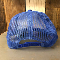 Hermosa Beach LIFEGUARD TOWER High Crown 5 Panel Trucker Cap, Foam/Mesh - Columbia Blue/Royal