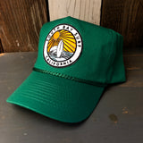 SOUTH BAY SURF (Multi Colored Patch) 5 Panel Twill, Snap Back Golf, Rope Cap - Kelly Green/Green Braid