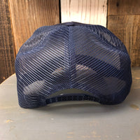 DIRT PATHS :: 5 panel Cotton Twill Front, Mesh Back, Rope cap - Navy/White Braid (OF ALL THE PATHS YOU TAKE IN LIFE...MAKE SURE A FEW OF THEM ARE DIRT - JOHN MUIR)