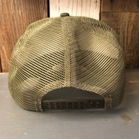 Hermosa Beach SURF HERMOSA :: OPEN DAILY 5 panel Cotton Twill Front, Mesh Back, Rope cap - Loden/Gold Braid