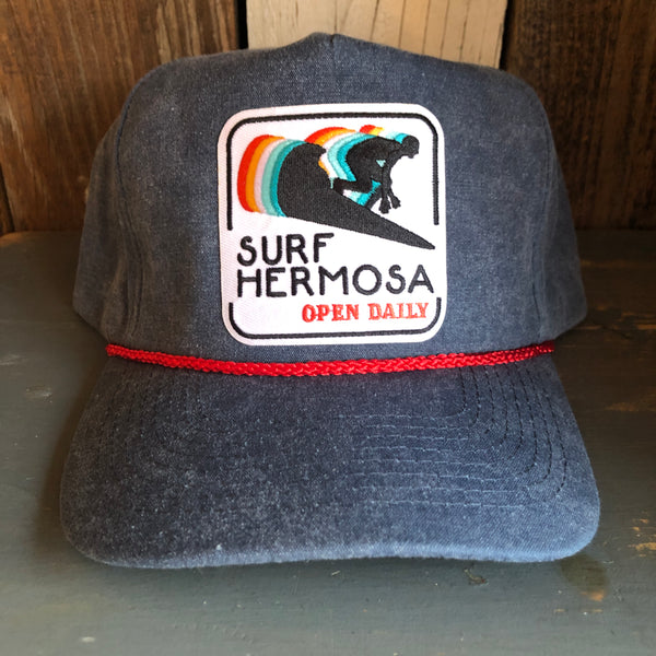SURF HERMOSA :: OPEN DAILY 5 panel Stone Washed Canvas 2-Tone - Indigo/Red Braid
