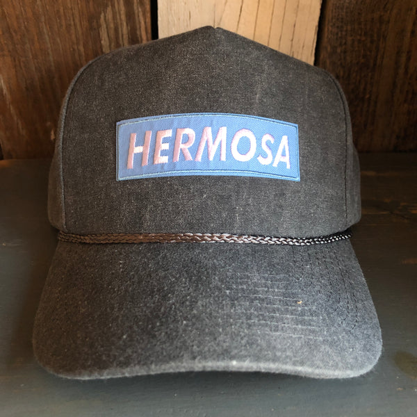 Hermosa Beach BLUE SUPREME HERMOSA 5 panel Stone Washed Canvas Golf - Charcoal/Charcoal Braid