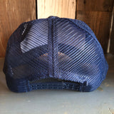 PALM SPRINGS, CALIFORNIA 5 panel Denim Mesh Back Cap - Navy