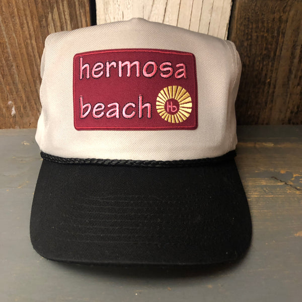 Hermosa Beach WELCOME SIGN 5-Panel Polyester Golf, 2-Tone - Grey/Black Braid