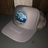 Hermosa Beach SHOREFRONT High Crown Trucker Hat - Grey (Curved Brim)