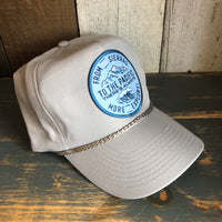 SIERRA PACIFIC 5-Panel Polyester Golf Cap - Grey/Grey Braid (FROM THE SIERRAS TO THE PACIFIC :: THERE'S ALWAYS MORE TO EXPLORE)