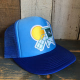 Hermosa Beach LIFEGUARD TOWER High Crown 5 Panel Trucker Cap, Foam/Mesh - Columbia Blue/Royal