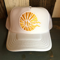 Hermosa Beach CLASSIC LOGO High Crown Trucker Hat - White