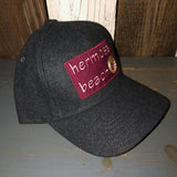 Hermosa Beach WELCOME SIGN 5 Panel Low Profile Melton Wool Blend Baseball Cap with Velcro Closure - Heather Black