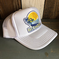 Hermosa Beach FIESTA High Crown Trucker Hat - White