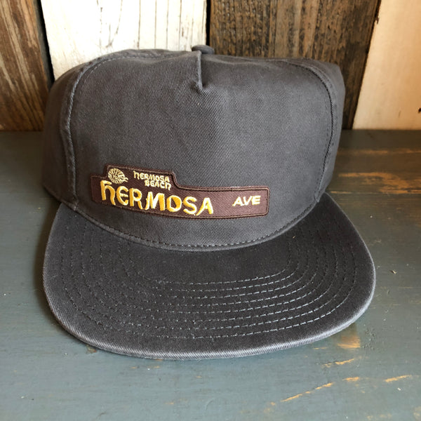 Hermosa Beach HERMOSA AVE - 5 Panel Low Profile Style Dad Hat - Charcoal Grey