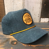 LIFE IS GREAT IN THE GOLDEN STATE :: 5 panel Stone Washed Canvas 2-Tone - Moss/Gold Braid