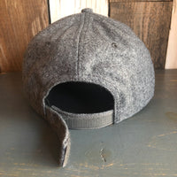 Hermosa Beach CLASSIC LOGO 5 Panel Low Profile Melton Wool Blend Baseball Cap with Velcro Closure - Heather Grey
