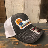 Hermosa Beach GOLDEN HOUR 6 Panel Low Profile Mesh Back Trucker Hat - Faded Black/White