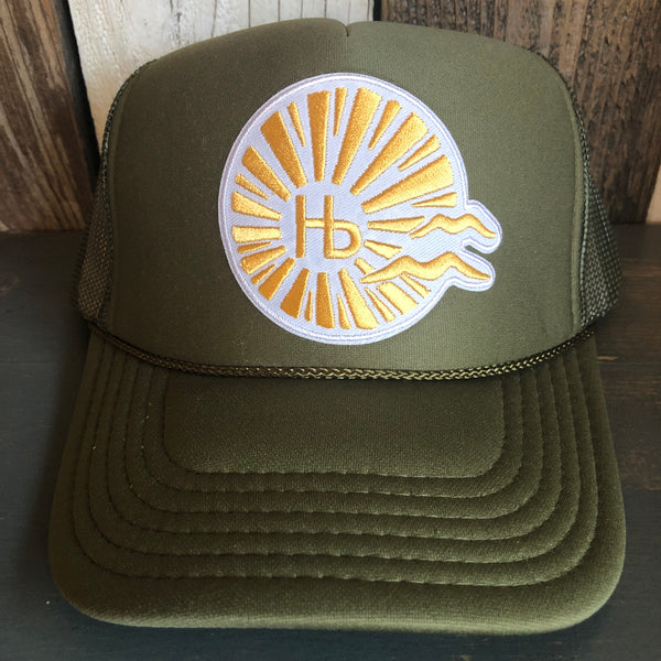 Hermosa Beach CLASSIC LOGO High Crown Trucker Hat - Olive