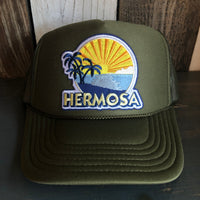Hermosa Beach FIESTA High Crown Trucker Hat - Olive