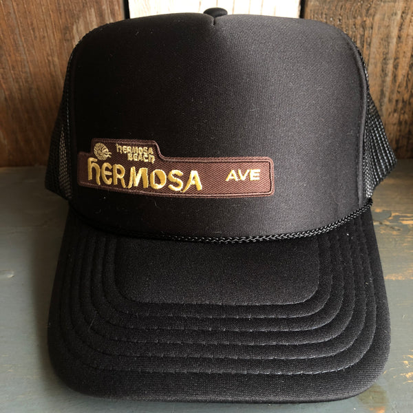 Hermosa Beach HERMOSA AVE Trucker Hat - Black