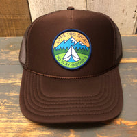 LIFE'S TOO SHORT TO PLAY INDOORS High Crown Trucker Hat - Brown