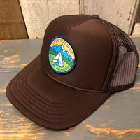 LIFE'S TOO SHORT TO PLAY INDOORS High Crown Trucker Hat - Brown