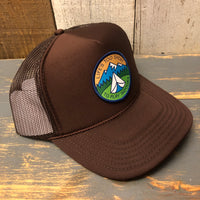 LIFE'S TOO SHORT TO PLAY INDOORS High Crown Trucker Hat - Brown