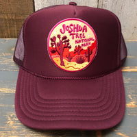 JOSHUA TREE NATIONAL PARK High Crown Trucker Hat - Burgundy Maroon