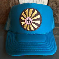 Hermosa Beach SUNBEAMS High Crown Trucker Hat - Turquoise Blue