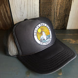 SOUTH BAY SURF (Multi Colored Patch) High Crown Trucker Hat - Charcoal (Curved Brim)