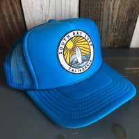 Hermosa Beach SOUTH BAY SURF (Multi Colored Patch) Trucker Hat - Neon Blue
